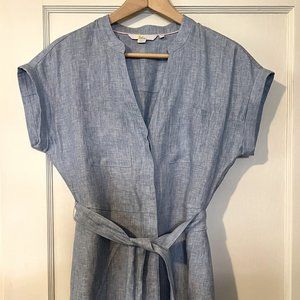 Boden Evie Blue Linen Shirt Dress